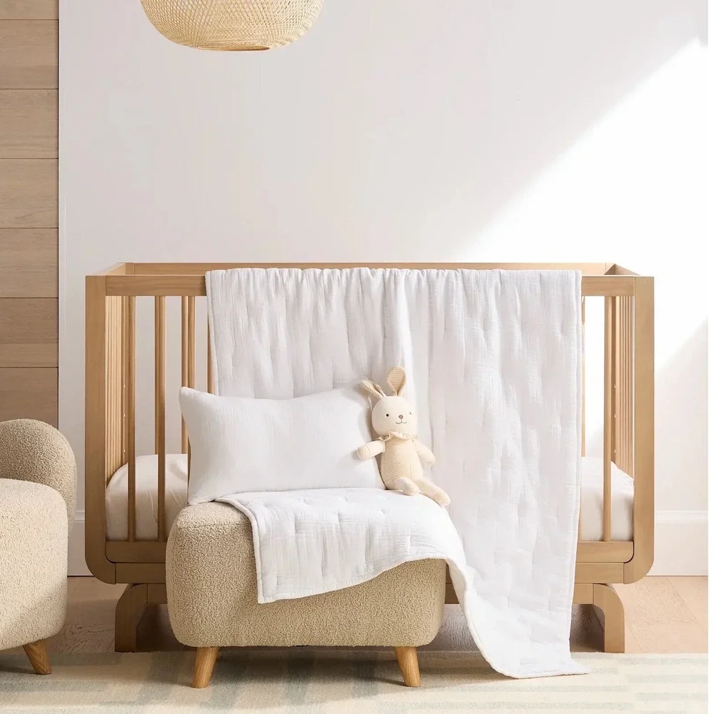 NEW Quince Organic Cotton Gauze Toddler Quilt Blanket White Nursery Kids Bedding